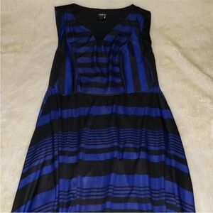 TORRID Plus Size Elegant Blue and Black Striped Midi Dress. EUC - Like New.
